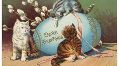 Easter Greetings Vintage Cats